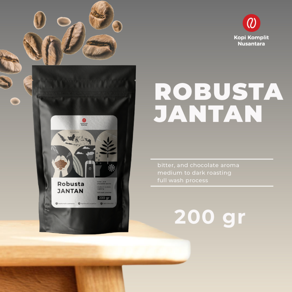 

Robusta Jantan Medium to Dark Roasting - Lampung Kopi Biji dan Bubuk 200gr 500gr