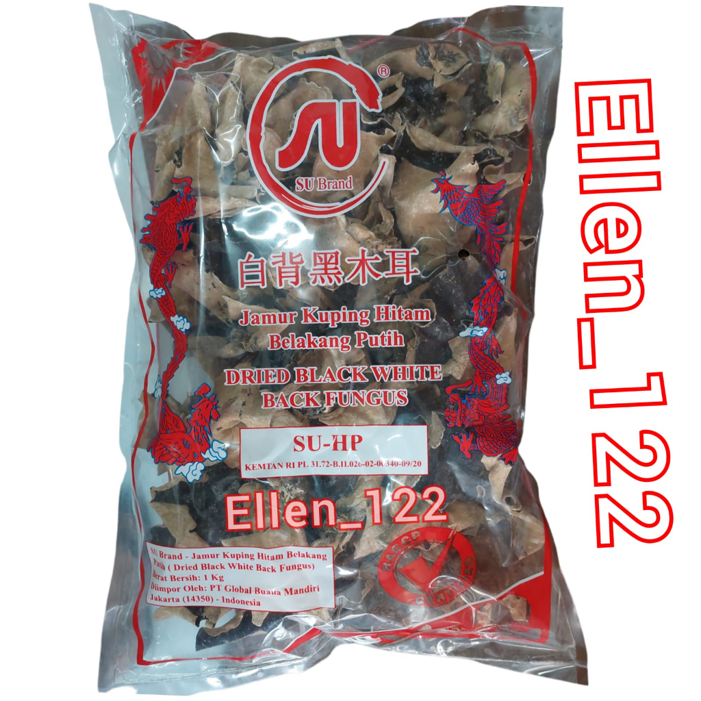 

Jamur Kuping Hitam Putih 100 Gram / White Back Fungus SU BRAND / Halal / SUHP1 Brand