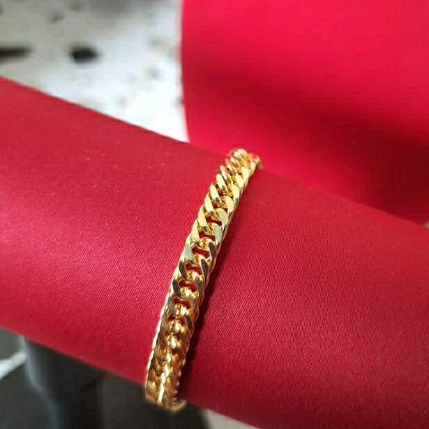 GELANG RANTAI LAPIS EMAS 24K BAHAN TITANIUM YAXIYA MODEL RANTAI