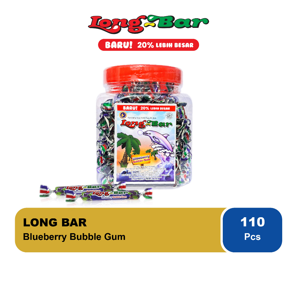 

Permen Karet Long Bar Bluberi Ples 638 gram - LongBar Blueberry Bubble Gum