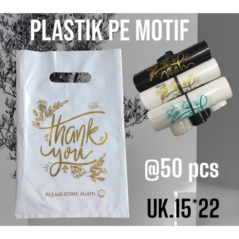 kantong plastik pe motif thank you kantong olshop,skincare
