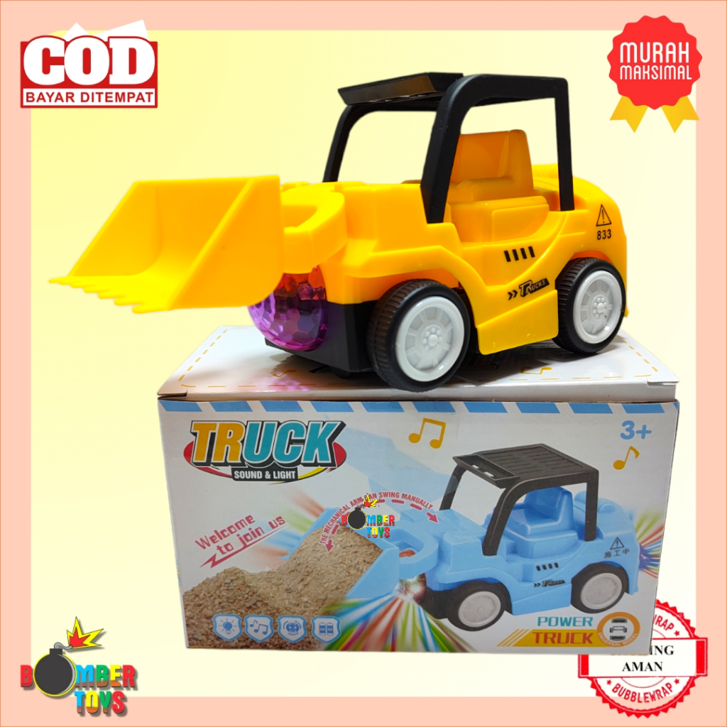 MAINAN ANAK MOBIL KERUK POLICE TRUCK MUSIC LAMPU 3D DISCO LUCU UNIK