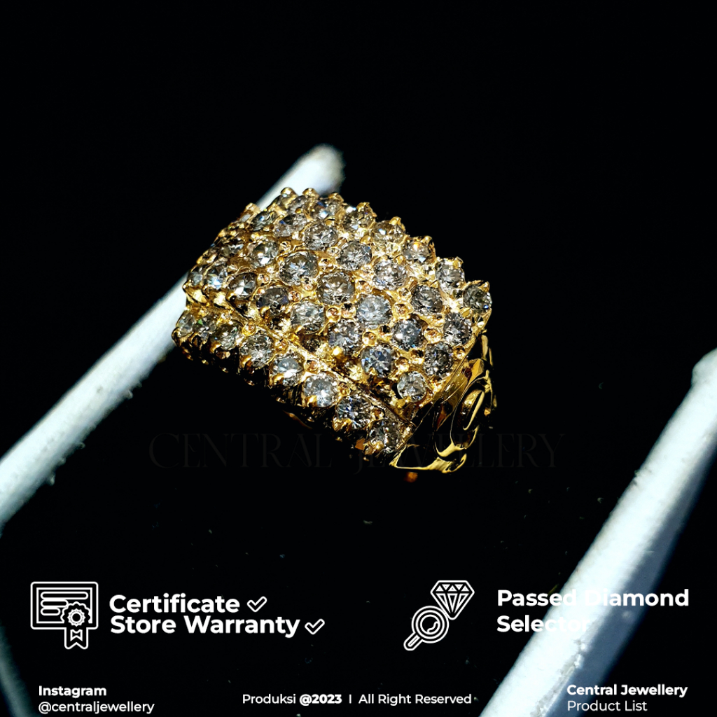 CentralJewellery - Cincin Berlian Untuk Wanita - Tangpres 5 Baris Berlian Eropa Asli