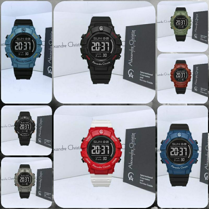 Jam Tangan Pria Alexandre Christie 9387 AC9387 AC Digital Tali Karet / Rubber