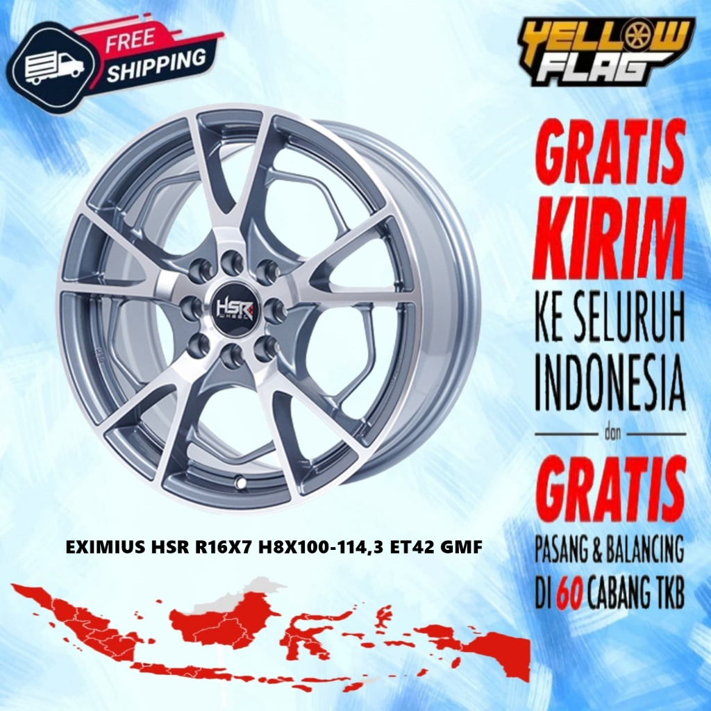 Velg Racing HSR Eximius R16x7 velg mobil Grand Livina Mobilio pelek ring 16 baru