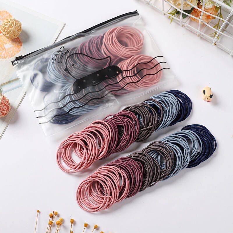 tali rambut warna warni isi 100pcs tali rambut elastis gaya korea santai
