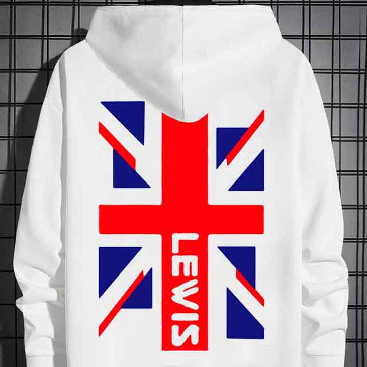 Jaket Hoodie Lewis Hamilton UK F1 Petronas Hoodie White Casual Unisex Bahan Katun