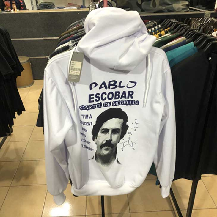 Jaket Hoodie Pablo Escobar Hoodie White Casual Unisex Bahan Katun