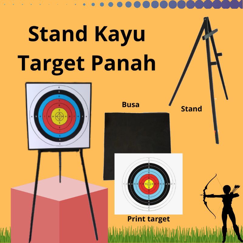 Stand Kayu Spons Target Panah Panahan Lengkap