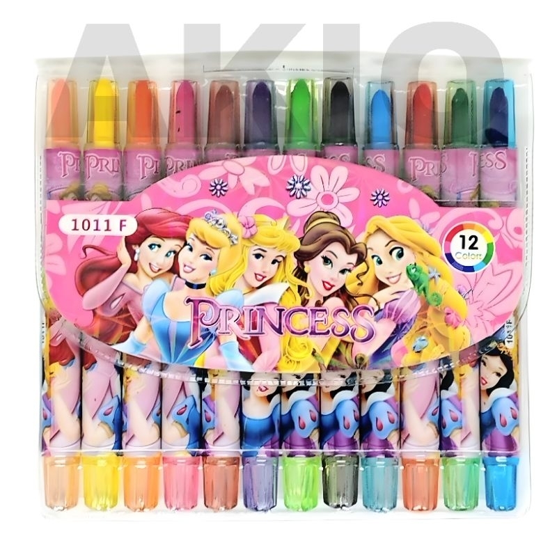 

Crayon Putar Mini Karakter PRINCESS CINDERELLA SNOW WHITE MERMAID TANGLE BELLE 12 WARNA Rolling Twist Krayon Anak Aman