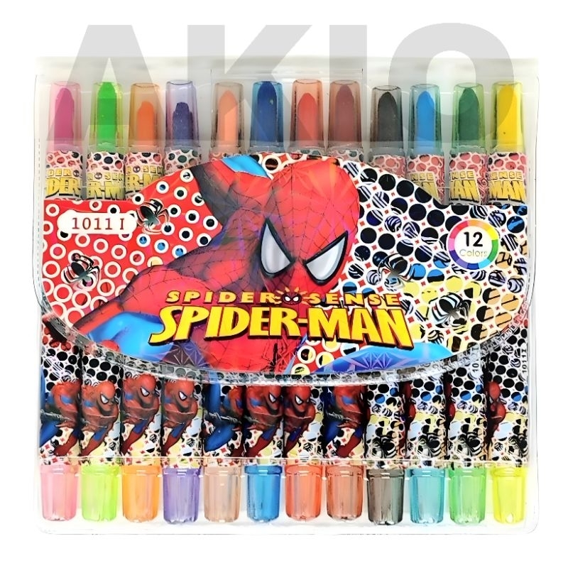 

Crayon Putar Mini Karakter SUPERHERO SPIDERMAN AVENGERS 12 WARNA Rolling Twist Krayon Anak Aman