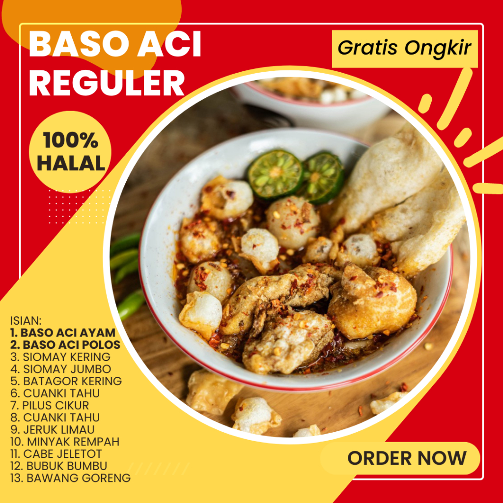 

Baso Aci REGULER | Pentol Aci Cuanki Batagor Khas Pedas Jajanan Kekinian Fresh Home Made