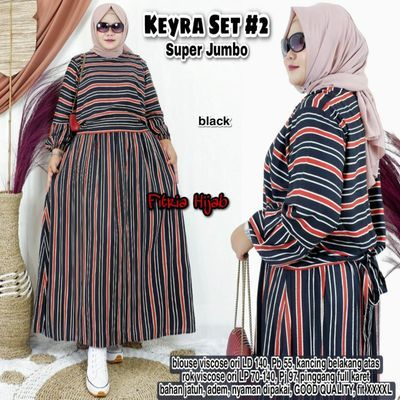keyra-black set stelan setelan 1set oneset baju pakaian kemeja shirt blouse bluse blus rok bawahan s