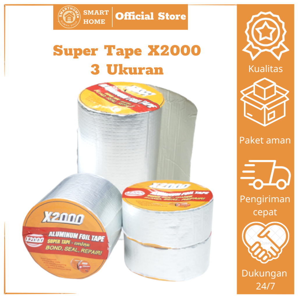 

Lakban anti bacor 3 ukuran x2000, Super Tape X2000, lem super tahan lama, X2000 multi purpose tape tahan air, anti bocor