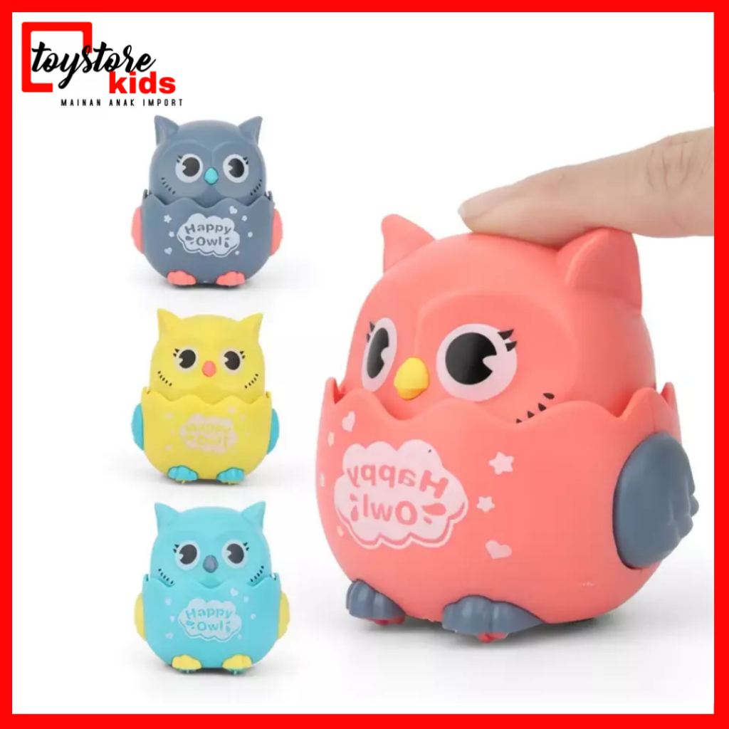 Mainan bayi 6 7 8 9 10 11 bulan 1 tahun perempuan laki laki  Happy Owl Burung Hantu Press and Go