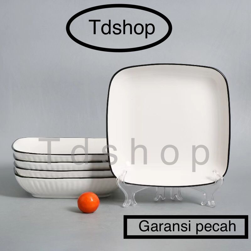 TDSHOP TANITI PIRING KERAMIK MAKAN SAJI 8,5 SQUARE EMBOSS JEPANG