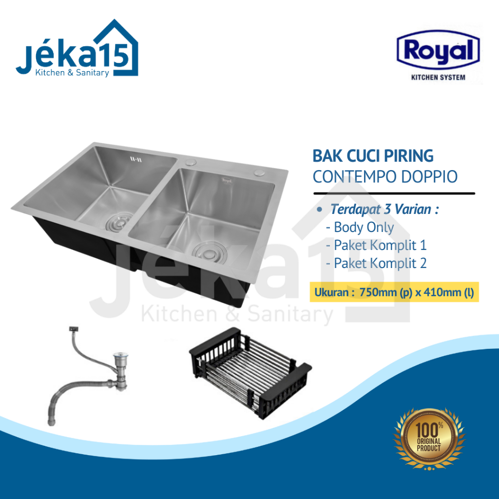 ROYAL CONTEMPO DOPPIO BAK CUCI PIRING STAINLESS