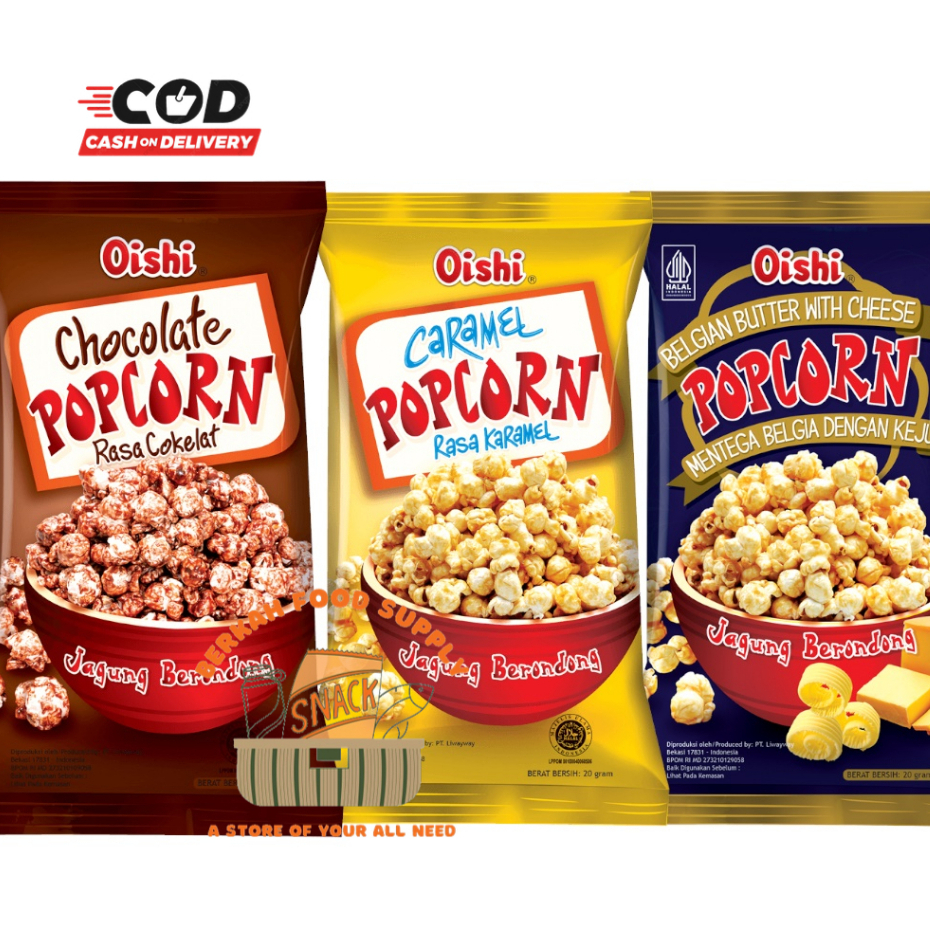 

( BERKAH ) Oishi Popcorn 20gr Belgian Butter Coklat Caramel Snack Jagung Berondong Aneka Rasa Pop Corn Snack Cemilan Anak CHiki