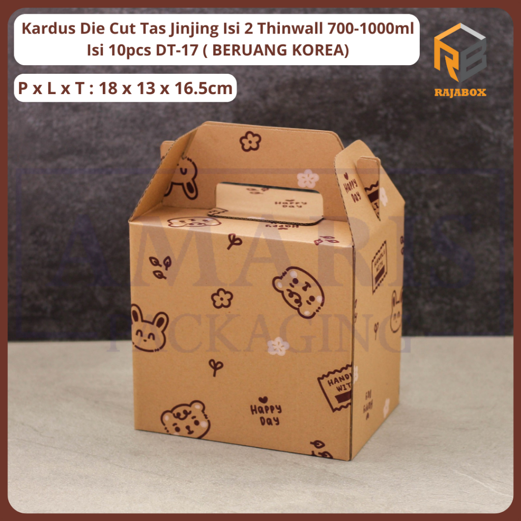 

DT-17 Kardus Die Cut Tas Jinjing Mika Thinwall 750ml /1000ml Isi 10 Pcs Amaris Packaging