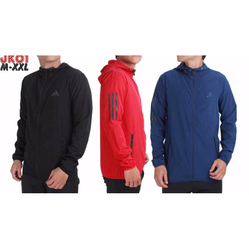 JAKET PARASUT MICRO ADIDAS UNISEX RUNNING SPORT