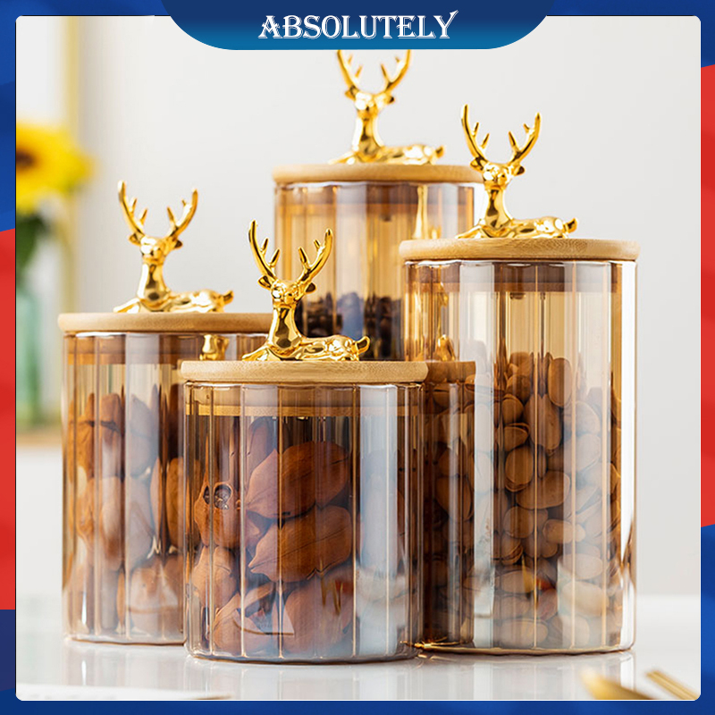 Toples Rusa Gold Penyimpanan Makanan Toples Lebaran Toples Kue Toples Deer Transparantoples Food Jar Gold