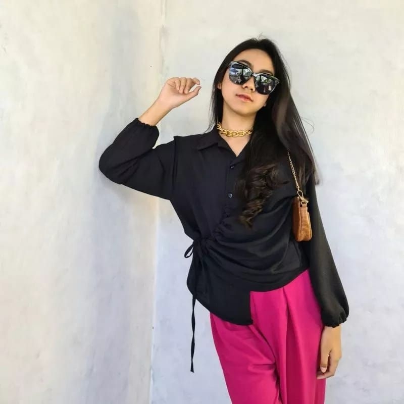 blouse kemeja serut depan