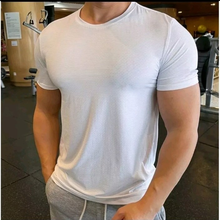 { BISA COD } KAOS PUTIH POLOS OLAHRAGA COWOK PRIA DRYFIT LENGAN PENDEK