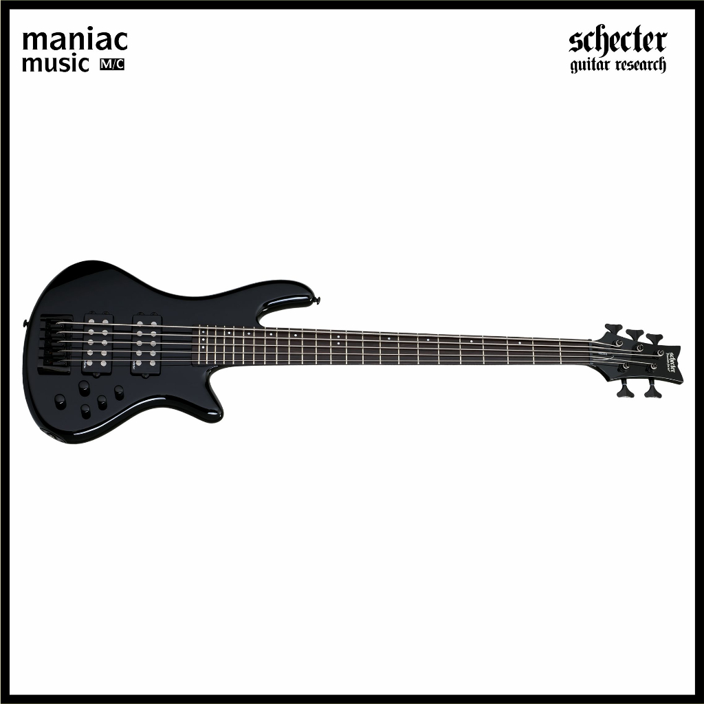 Schecter Stiletto Stage 5 Gloss Black - Mahogany. Maple. Ebony. Bass