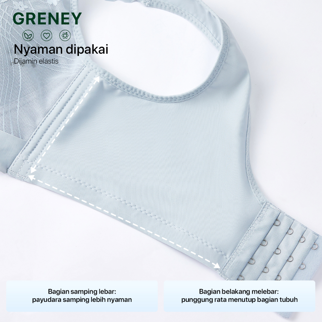 GRENEY-Push Up Tanpa Kawat Bra Wanita Renda Gesper Cup Berventilasi Theme_89615