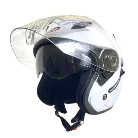 Helm Half Face BMT Centro Double Visor Putih Glossy