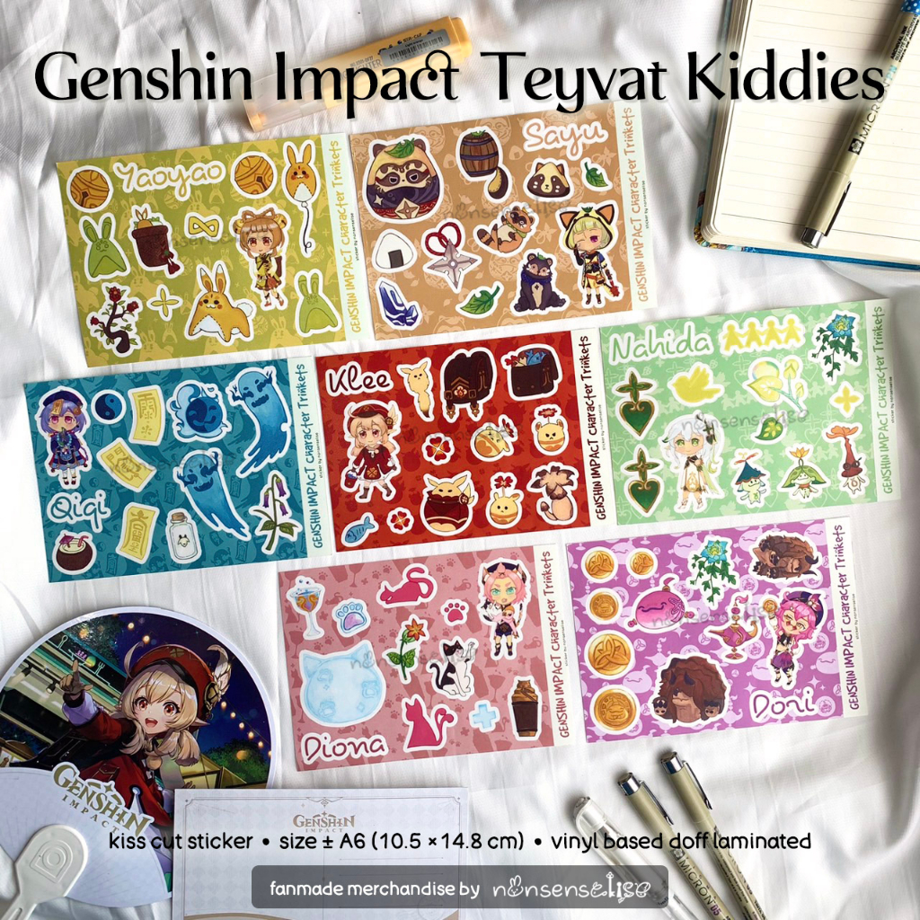 

Kisscut Sticker Genshin Impact Bocil Teyvat [ by nonsenselise ] / Stiker Karakter Character Trinkets