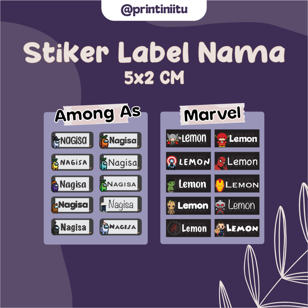 

Stiker Label Nama Custom Karakter Keren/ Nama Anak Sekolah