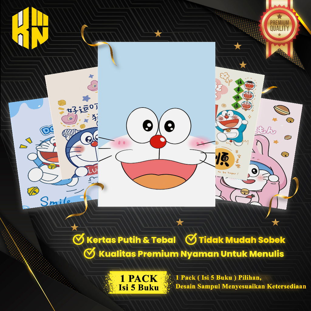 

KEN.IND - Buku Tulis Sekolah Custom Tema DORAEMON Bergaris 38 Lembar 1 Pak Isi 5 Buku/ Buku Tulis Anime/ Buku Aesthetic/ Buku Catatan