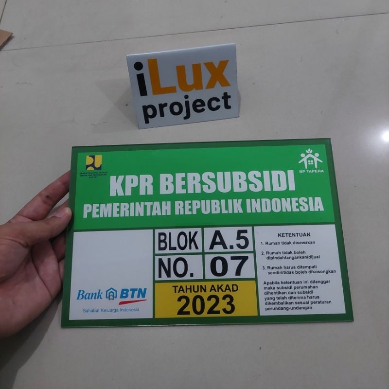 PLAT NOMOR RUMAH KPR BERSUBSIDI