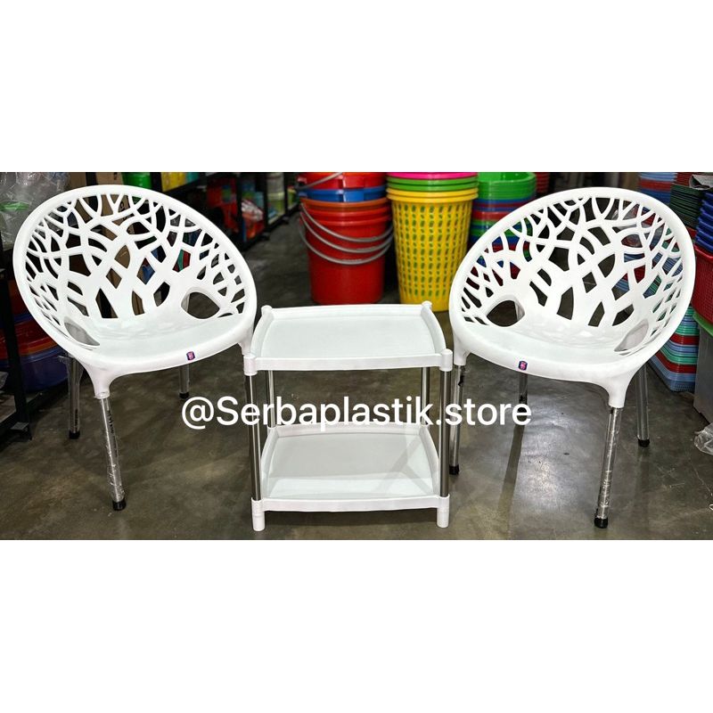 4KURSI+1MEJA Kursi santai set KR5 / meja teras kaki besi / kursi teras besi kr 5 / meja 2 tingkat (H