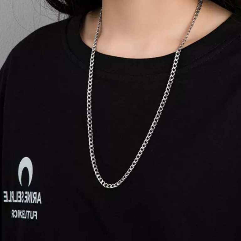 KALUNG RANTAI PRIA WANITA TITANIUM RANTAI BAJA STAINLESS