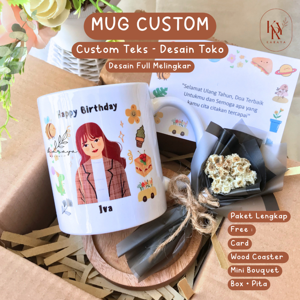 Mug Gelas Custom Gift Mug Karakter Hadiah Wisuda Kado Ulang Tahun Kado Wisuda Hadiah Ulang Tahun Cew