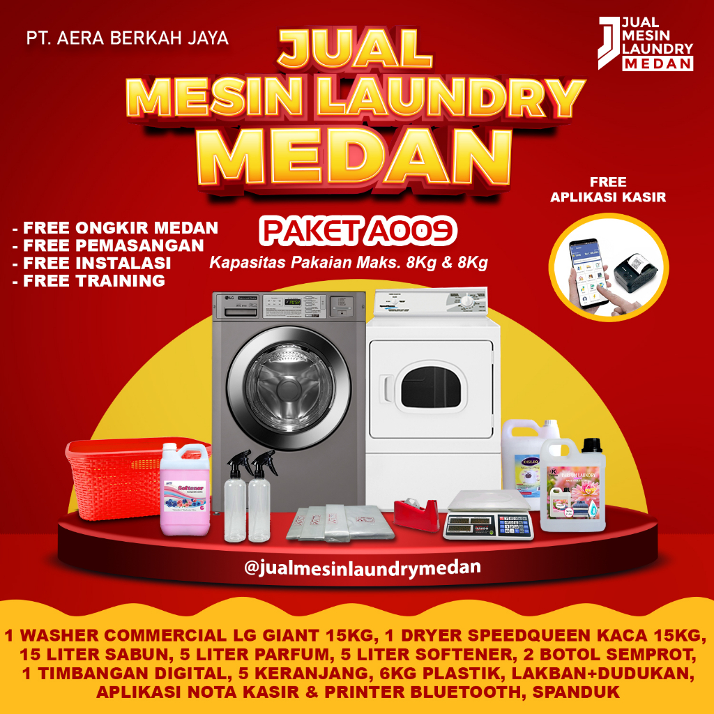 Paket Usaha Laundry Medan Aceh Pekanbaru 1 Set LG Commercial Giant Max + Speedqueen Commercial Kaca 