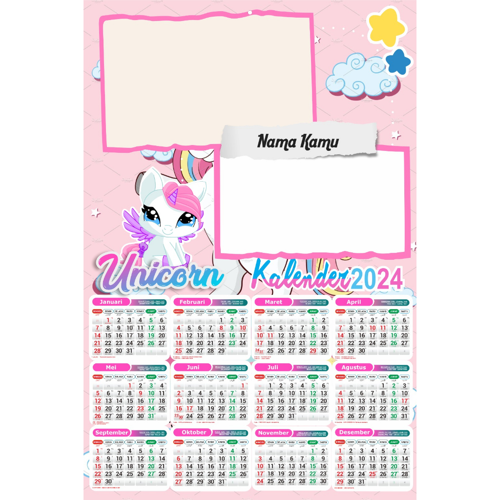 

Kalender 2024 Bisa Pakai Foto Sendiri, Tema Unicorn, Bahan Anti Luntur