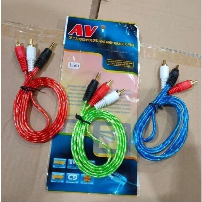 Kabel Aux 2in1 Panjang 1,5 Meter + Packing Plastik