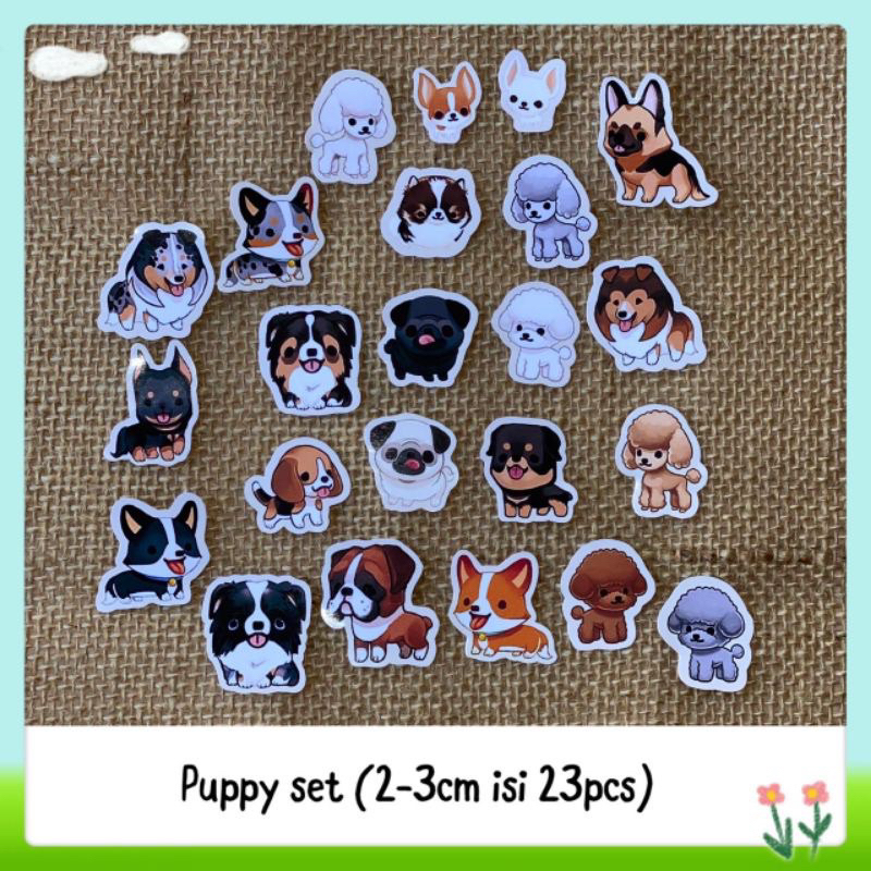 

23pcs sticker tempelan glossy anjing puppy