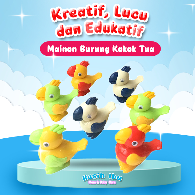 Mainan Hewan Anak Mainan Bayi Burung Kakak Tua Lucu Bisa Jalan Loncat Putar Kunci Mainan Burung Kaka
