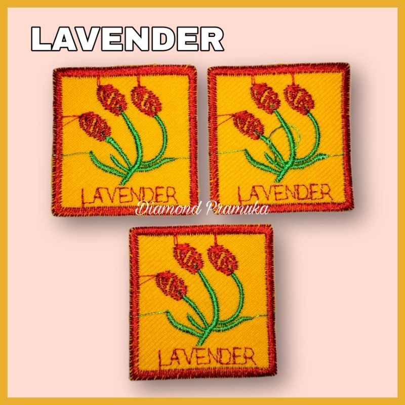 Tanda regu pramuka putri bordir bunga lavender Bet bordir tanda regu lavender