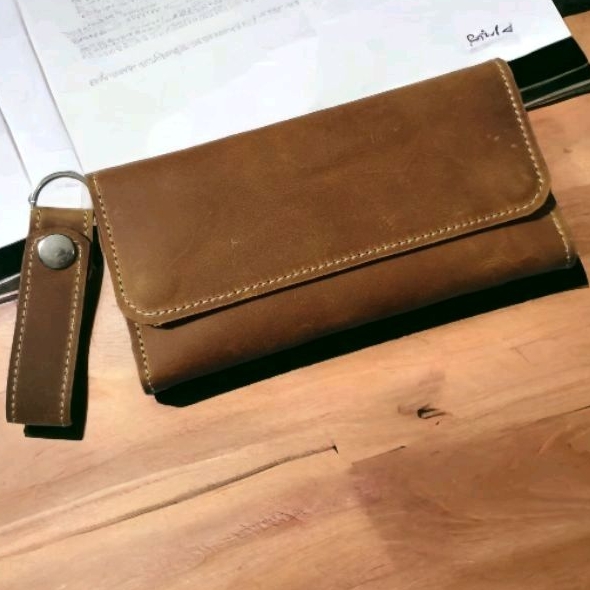 Dompet Kulit Panjang Lipat Model Crazy Horse Pria Wanita