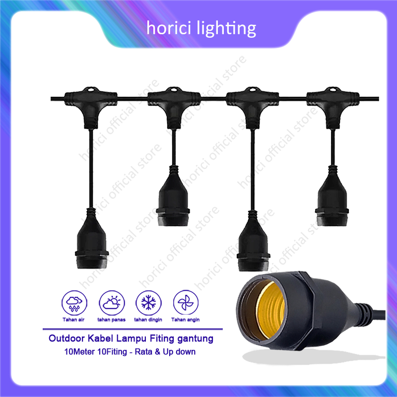 Horici Full 10Mter 10Fiting Kabel Fitting Lampu Gantung Outdoor Kabel Tembaga Lampu Gantung Cafe Dekorasi.