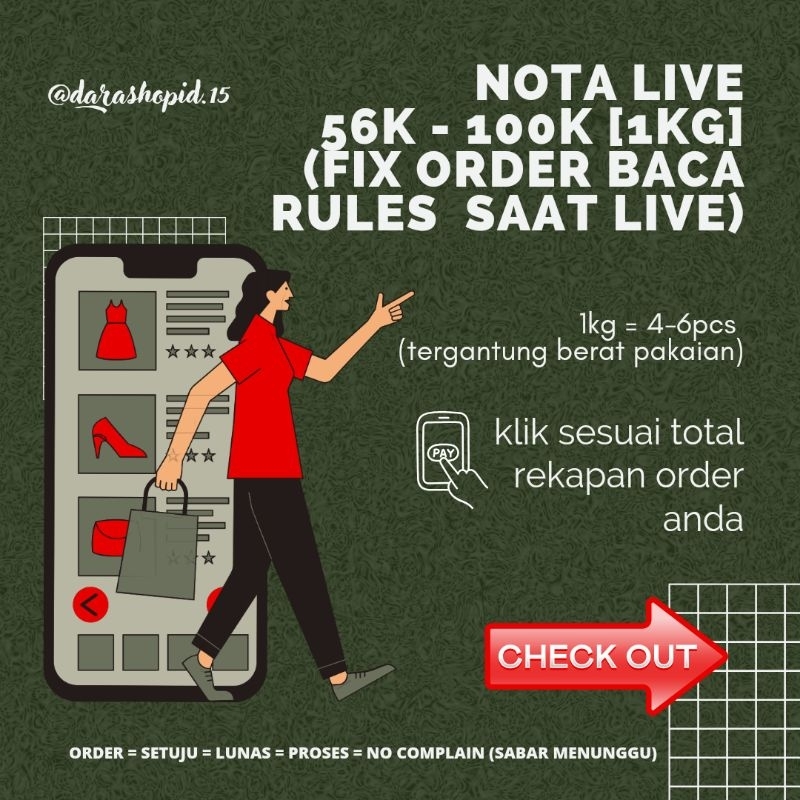 

[40] WAJIB BACA DESKRIPSI PRODUK SEBELUM ORDER khusus nota live per1kg 56k-71k [darashopid.15]