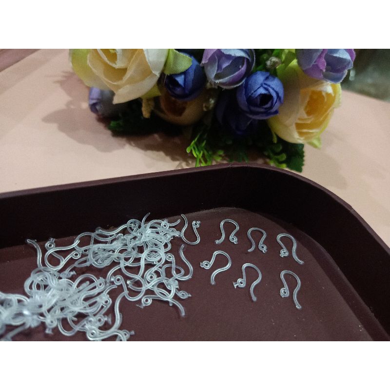 5000 PCS kaitan anting bahan/ cantolan anting plastik bening