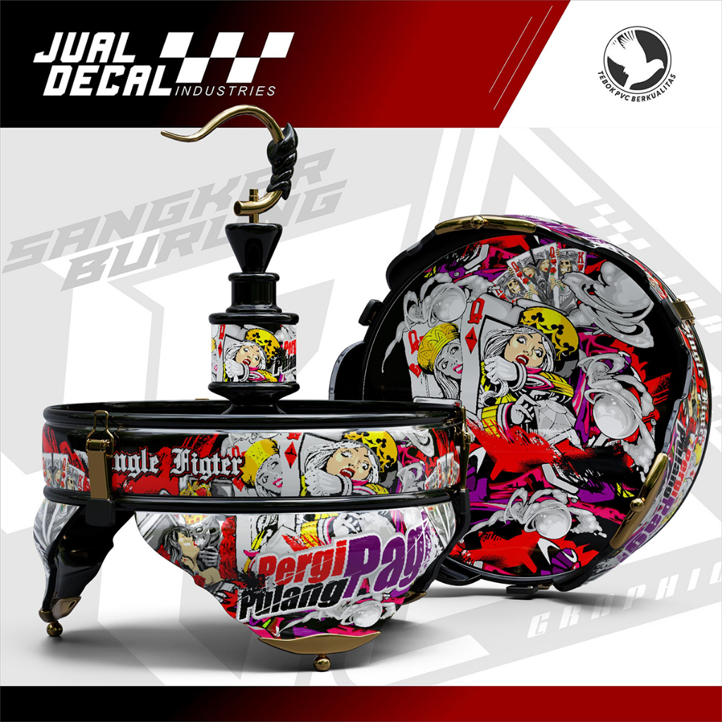 Stiker Sangkar KARTU REMI JOKER Decal Tebok Burung Lovebird Love Bird Kandang Bulat Variasi