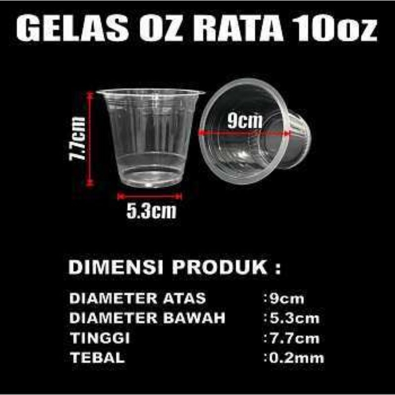 gelas cup plastik 10 oz datar