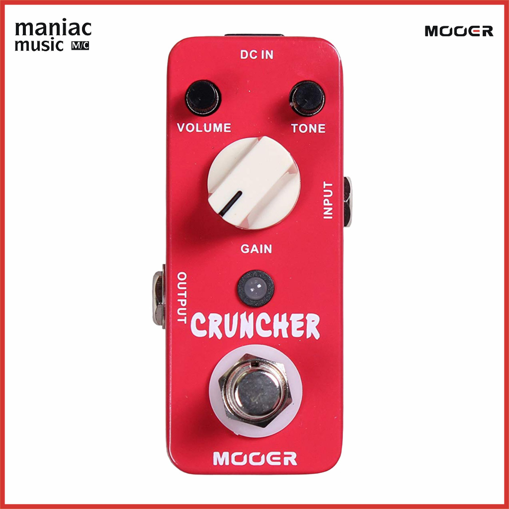 Mooer Cruncher - Efek Gitar. Analog. Distortion. True Bypass. High Gain. 9V DC